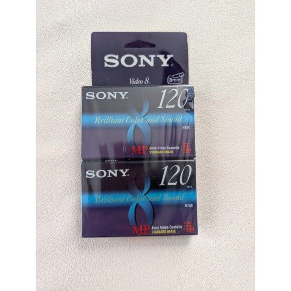 Sony 8mm Standard Video Cassette Tape 120 Min (2 Pack) P6-120MP Video 8 - Picture 1 of 2